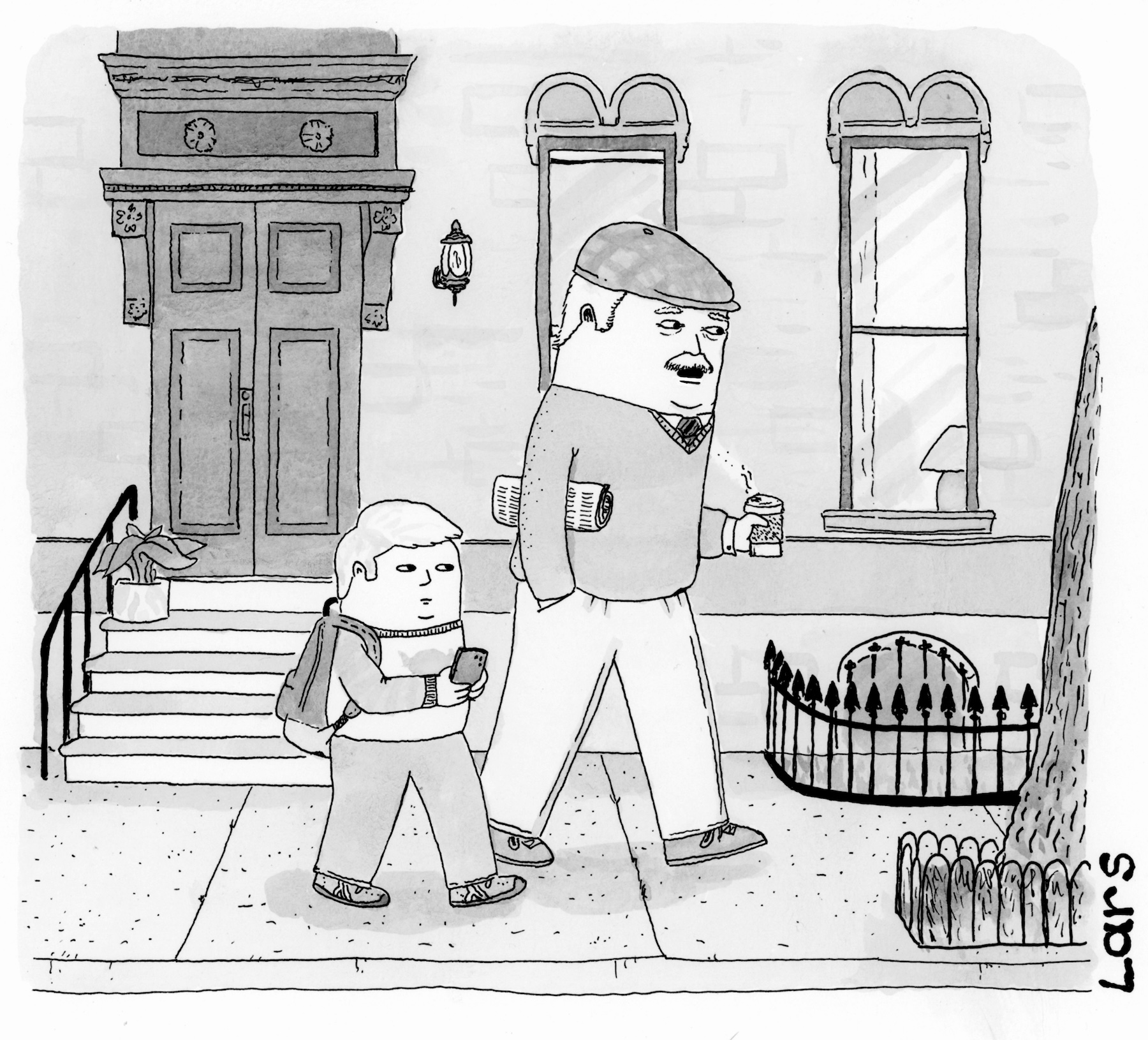 Cartoon by Lars Kenseth: When I was a kid, we didn't have smartphones. We had to come up with our own extremist views.